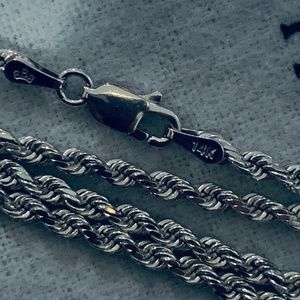 **** 14K WHITE SOLID GOLD ROPE CHAIN***